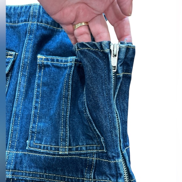 Eve indigo Denim Premium Bib Overalls Skirtal  Dress Sz XS USA $265 NEW - Picture 4 of 7